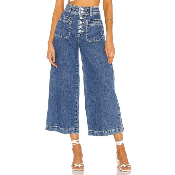 Free People Denim - Free People We The Free Indigo Blue Colette High Waisted Wide Leg Jeans Size 26